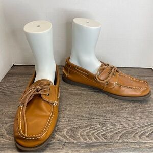 Tommy Hilfiger TMBOWMAN Tan Brown Leather Deck Shoes Men's Size 9.5 non-Marking